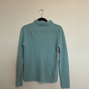 100% cashmere funnel neck sweater robin egg blue 17”chest, 24” neck to hem